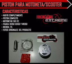 Piston Completo Motoneta Ws150 Ds150 Gs150