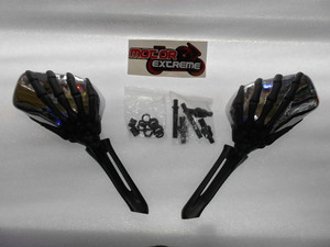 Espejos Choper Mano Calavera 100% Metalicos