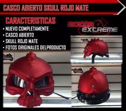 Casco Abierto Skull Rojo Mate