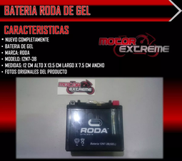 Bateria Para Motocicleta Roda Modelo 12n7-3b Gel